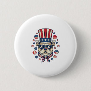 Macaron Rond 5 Cm T-shirt avec gravure vintage de bulldog patriotiqu