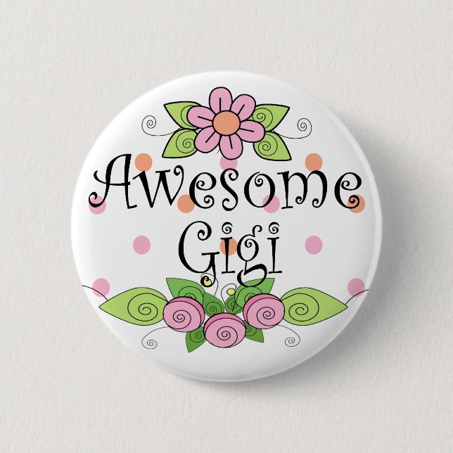 Macaron Rond 5 Cm T-shirt Awesome Gigi (Devant)