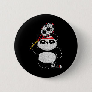 Macaron Rond 5 Cm T-shirt de badminton Panda Badminton Sport Humour