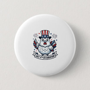 Macaron Rond 5 Cm T-Shirt de célébration du 4 juillet Poulet patriot