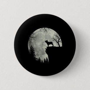 Macaron Rond 5 Cm T-shirt de chien Bouledogue français et lune Hallo
