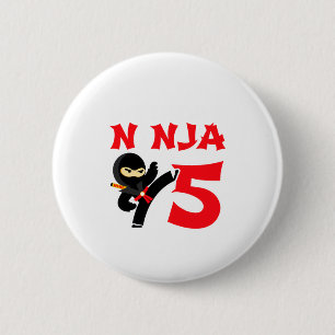 Macaron Rond 5 Cm T-shirt de fête de ninja de karaté de 5 ans pour e