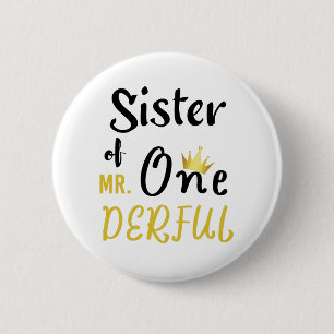 Macaron Rond 5 Cm T-shirt de la sœur de MR Onederful Funny 1er anniv