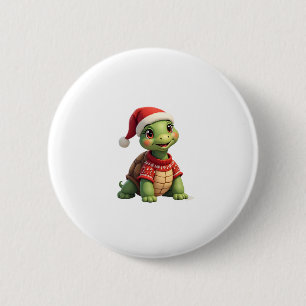 Macaron Rond 5 Cm T-shirt de Noël Tortue Chapeau de Père Noël Sweate
