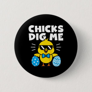 Macaron Rond 5 Cm T-shirt de Pâques pour garçons Kids Chicks Dig Me