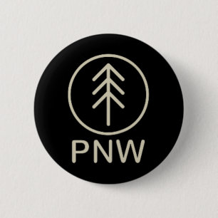 Macaron Rond 5 Cm T-shirt de randonnée avec icône d'arbre du Nord-Ou