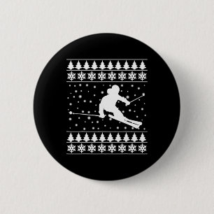 Macaron Rond 5 Cm T Shirt de skieur de Noël Cadeau de Noël pour amat
