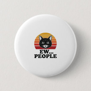 Macaron Rond 5 Cm T-shirt drôle de chat noir ew personnes rétro couc