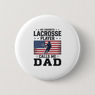 Macaron Rond 5 Cm T-shirt drôle de papa de lacrosse drapeau américai