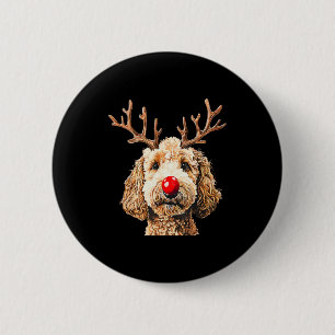 Macaron Rond 5 Cm T-shirt drôle de renne Santa Goldendoodle Noël T