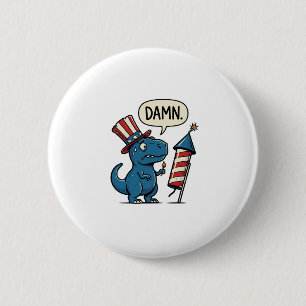 Macaron Rond 5 Cm T-shirt drôle patriotique T-Rex feu d'artifice Des