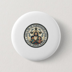 Macaron Rond 5 Cm T-Shirt Encouragement Neurodivergent Jésus Inspira