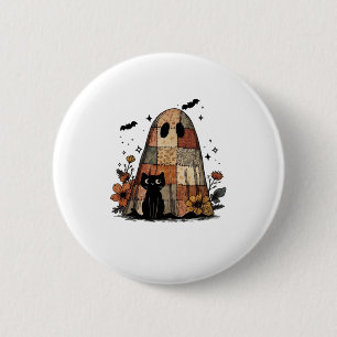 Macaron Rond 5 Cm T-Shirt essentiel chat noir fantôme Patchwork Hall