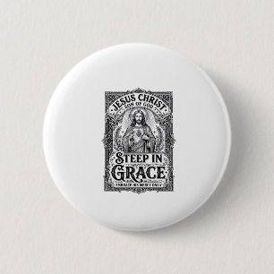Macaron Rond 5 Cm T-shirt graphique amateur de thé Jésus chrétien