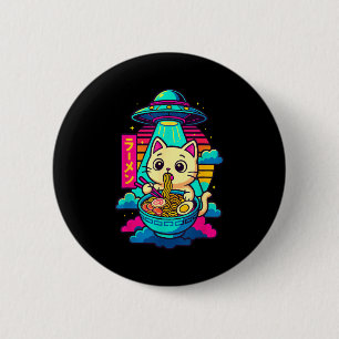 Macaron Rond 5 Cm T-shirt graphique mignon chat alien ufo ramen drôl