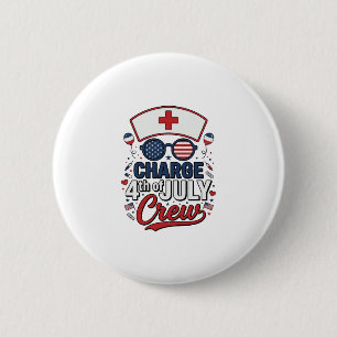 Macaron Rond 5 Cm T-shirt médical patriotique d'infirmière du 14 jui