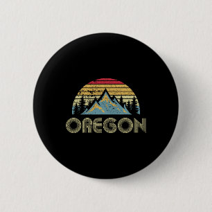 Macaron Rond 5 Cm T-shirt Oregon - Montagnes Rétro Vintage Nature Ra