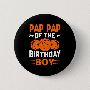 Macaron Rond 5 Cm T-shirt Pap pap du garçon d'anniversaire de basket