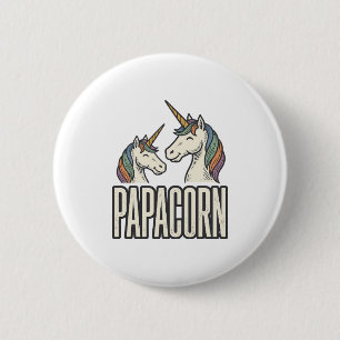 Macaron Rond 5 Cm T-Shirt Papa Corn Licorne Papa Gravure Vintage Des