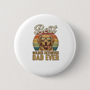 Macaron Rond 5 Cm T-shirt Papa Golden Retriever Sunset Vintage Ever 