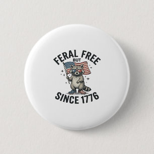 Macaron Rond 5 Cm T-shirt patriotique de Raton Laveur Sauvage Mais L