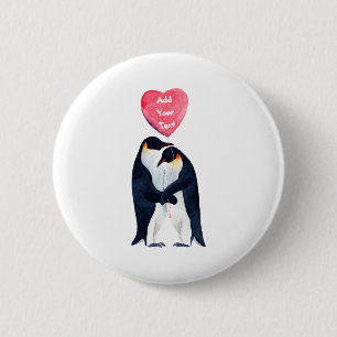Macaron Rond 5 Cm T Shirt Personnalisé Couple Manchots Empereurs Cœu