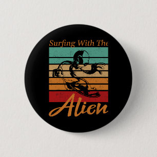 Macaron Rond 5 Cm T-Shirt Surfing With The Alien Clic Vintage