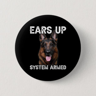 Macaron Rond 5 Cm T Shirt Système D'oreilles De Chien Berger Alleman