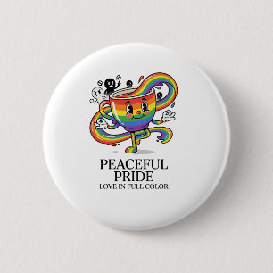 Macaron Rond 5 Cm T-Shirt Tasse de Café Arc-en-Ciel Rétro Paisible F