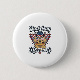 Macaron Rond 5 Cm T-shirt vintage à thème de hot-dog Retriever doré