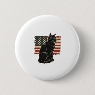 Macaron Rond 5 Cm T-Shirt Vintage Graphique Chat Drapeau Patriotique