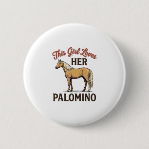 Macaron Rond 5 Cm T-Shirt vintage gravure amateur de cheval Palomino