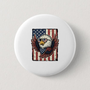 Macaron Rond 5 Cm T-shirt vintage lunettes de soleil aigle patriotiq