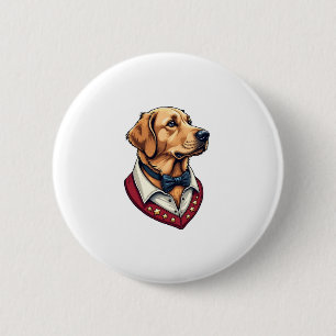 Macaron Rond 5 Cm T-shirt vintage patriotique pour chien Retriever d