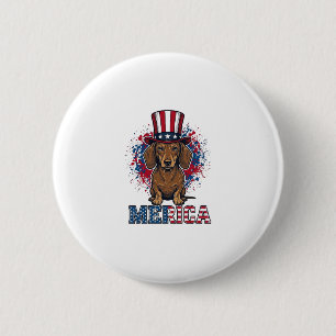 Macaron Rond 5 Cm T-shirt vintage pour chien teckel patriotique Meri