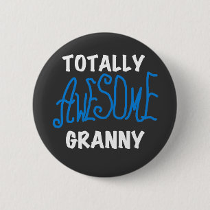 Macaron Rond 5 Cm T-shirts bleu et cadeaux de mamie totalement