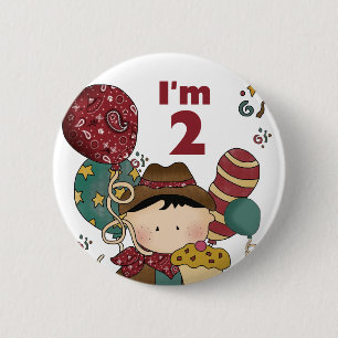 Macaron Rond 5 Cm T-shirts et cadeaux Cowboy 2e anniversaire