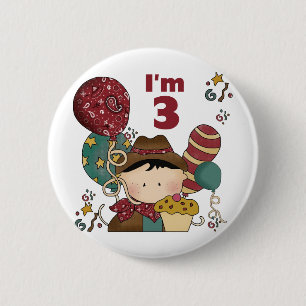 Macaron Rond 5 Cm T-shirts et cadeaux Cowboy 3e anniversaire