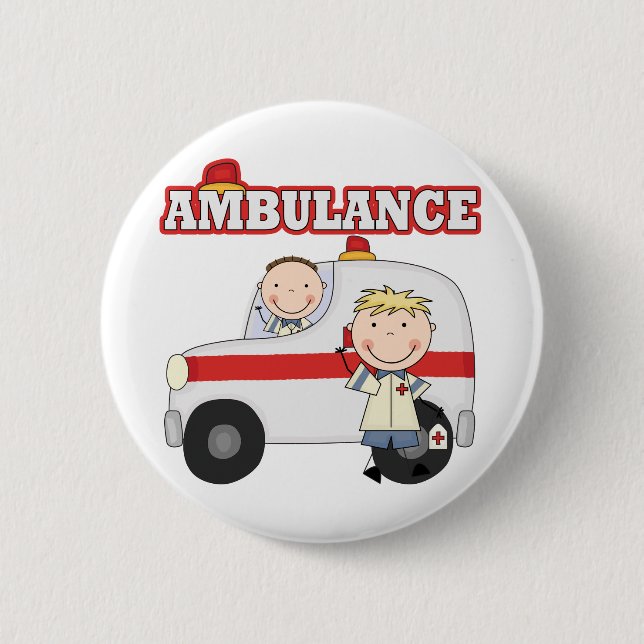 Macaron Rond 5 Cm T-shirts et cadeaux d'ambulance (Devant)
