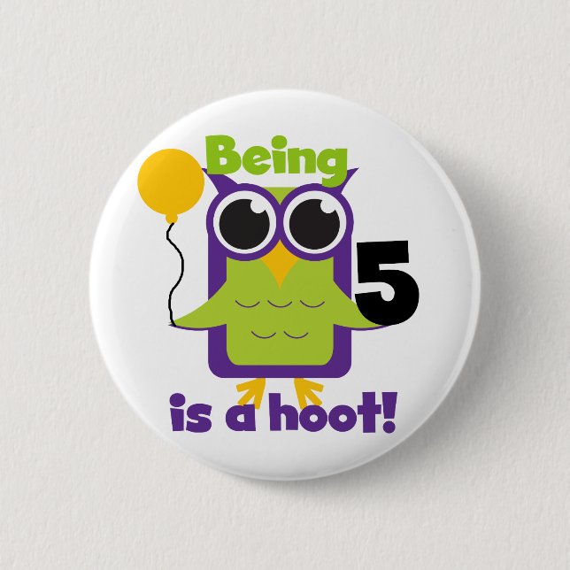 Macaron Rond 5 Cm T-shirts et cadeaux d'anniversaire de hibou de (Devant)