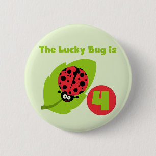 Macaron Rond 5 Cm T-shirts et cadeaux Lucky Bug 4th Birthday