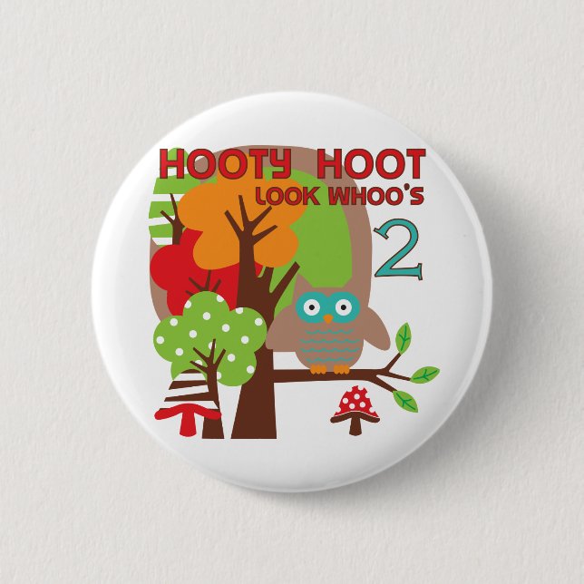 Macaron Rond 5 Cm T-shirts et cadeaux Owl 2nd Birthday (Devant)