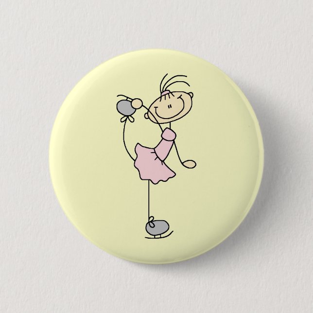 Macaron Rond 5 Cm T-shirts et cadeaux roses de patineur artistique (Devant)