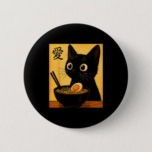 Macaron Rond 5 Cm T-shirts graphiques drôles japonais Ramen de chat