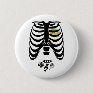 Macaron Rond 5 Cm T-shirts Halloween Skelton Drôle cadeau Halloween