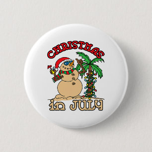 Macaron Rond 5 Cm T Shirts Noël en Juillet Bonhomme de Neige Sable P