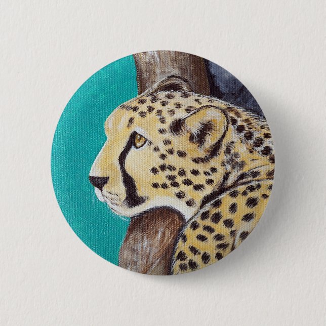 Macaron Rond 5 Cm Tableau Cheetah (Devant)