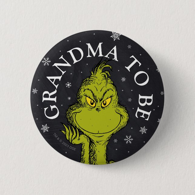 Macaron Rond 5 Cm Tableau noir Grinch | Grand-mère à être (Devant)