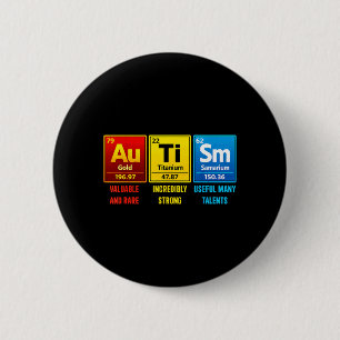 Macaron Rond 5 Cm Tableau périodique des éléments de l'autisme Sensi
