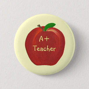 Macaron Rond 5 Cm Tableau Pomme rouge, A+ Teacher pin sur les bouton